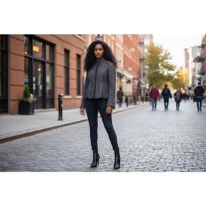 Tahari Black Women's Outerwear Jacket with Decorative Stitching